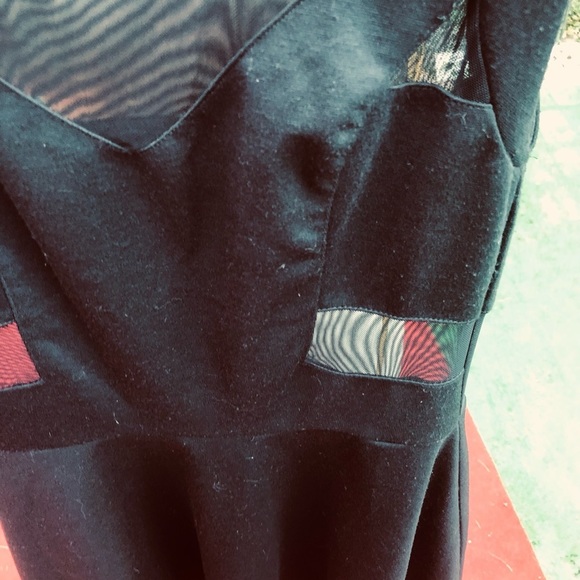 BLACK mini sleeveless style dress with Mesh accents never worn - Picture 7 of 8